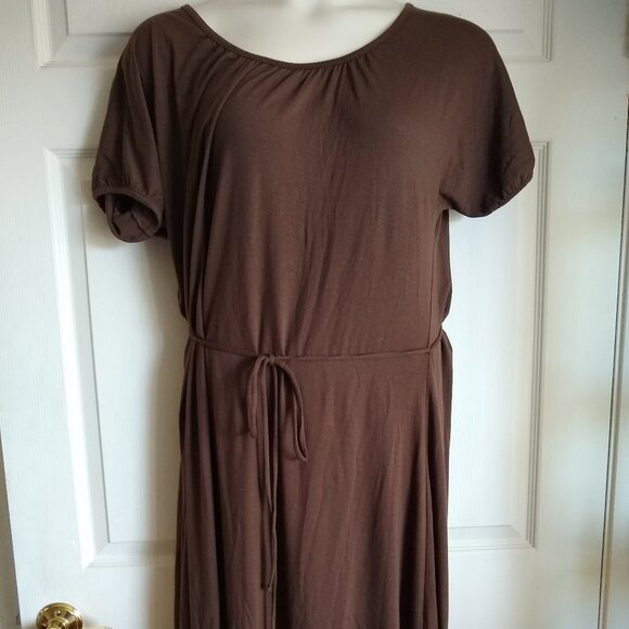 apostrophe stretch brown misses tie waist dress - Picture 1 of 6